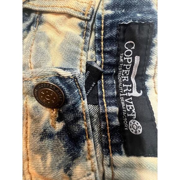 COPPER RIVET BLEACH WASH DENIM SHORTS 100% COTTON MENS 30" WAIST - Picture 3 of 7